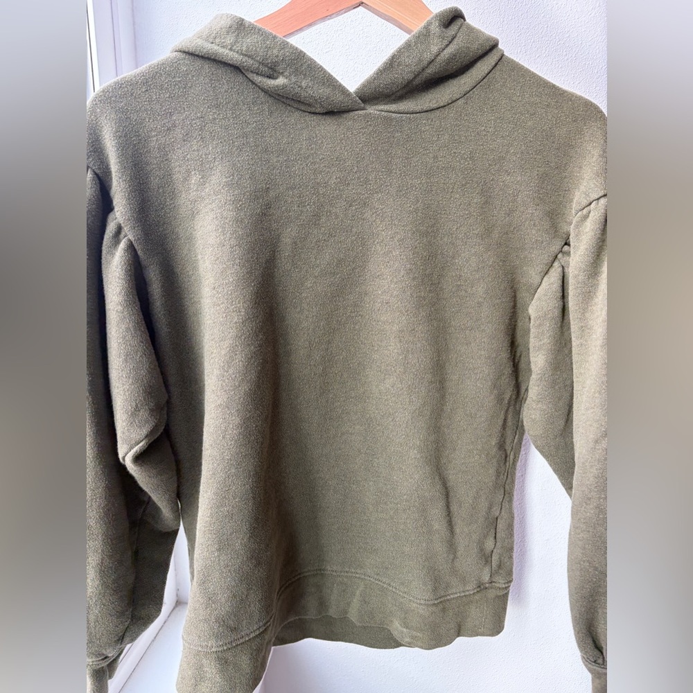 Madewell Olive Green Cotton Hoodie Balloon Sleeve